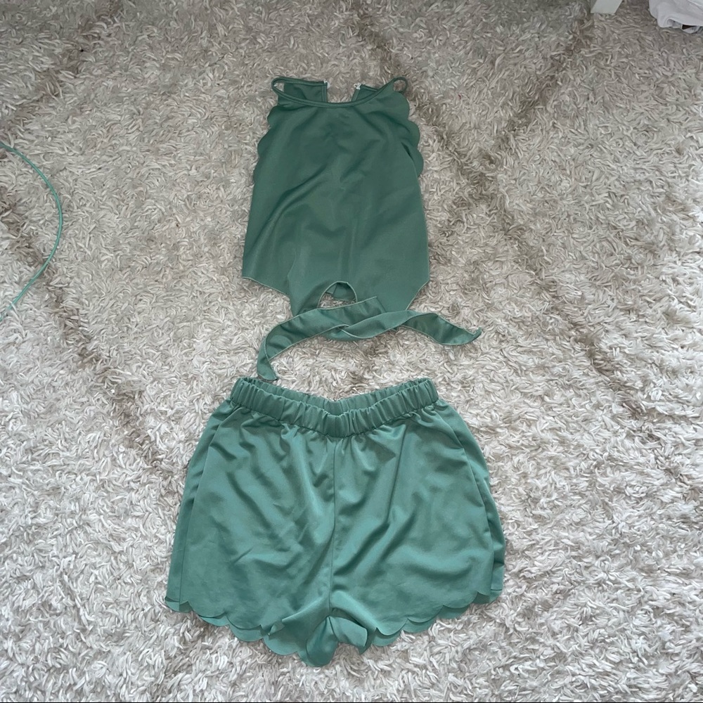 Green Shorts Set